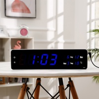 Horloge murale numérique LED moderne avec calendrier perpétuel, phases de lune, affichage de la température, veilleuse, silencieuse, en aluminium