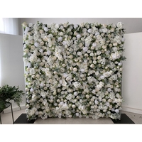 Soie artificielle floral mur toile de fond WG240093-6 5d personnalisé roll up blanc rose rouge fleur mur pour la décoration de cérémonie de mariage