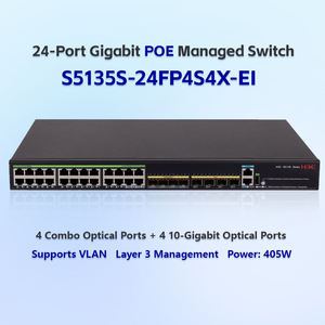 Nuevo Switch Ethernet H3C Original S5135S-24FP4S4X-EI de Alta Densidad 10G para Uplinks, 24 Puertos PoE Plus, Apilable, SNMP, QoS - Product Image 1