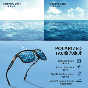 Gafas de Sol con Montura Completa Rectangular, Polarizadas, UV400, para Conducir, Modernas, Unisex, Montura de PC, Lentes TAC, 144 mm de Ancho - Product Image 2