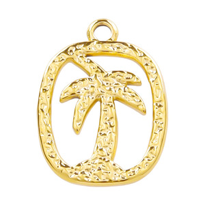 Colgante de Árbol de Coco de Acero Inoxidable 304, Chapado en Oro de 18K al Vacío, Charm para Collar DIY para Mujer - Product Image 5