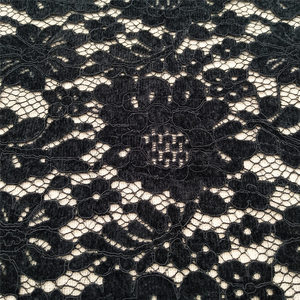 ผ้าลูกไม้ฝรั่งเศสสีดำ ผ้าถักลายดอกไม้หรูหราแบบดั้งเดิม วินเทจ ผ้าลูกไม้ไนลอน - Product Image 2