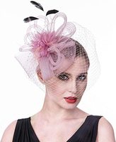 Chapeau fascinateur de fête pour femme, orné de perles, imprimé à pois, avec clip métallique, fleur en maille et plumes décoratives, style pilulier, Philippines