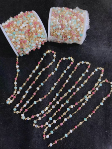 Vente en vrac chaîne perlée enveloppée de <span class=keywords><strong>fil</strong></span> de bijoux <span class=keywords><strong>perle</strong></span> pierre zircon perles chapelet chaîne de bijoux pour la fabrication de collier de bracelet - Product Image 5