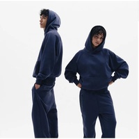 Set Pria Musim Gugur Kustom Berkualitas Tinggi, Bahan Tebal, Bernapas, Ramah Lingkungan, Pullover Polos Oversize dan Set Celana Panjang Hoodie Pria