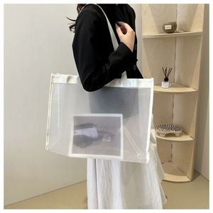 Bolso de mano transparente de malla, bolso de mano transparente de gran capacidad para viajes de compras en la playa - Product Image 3