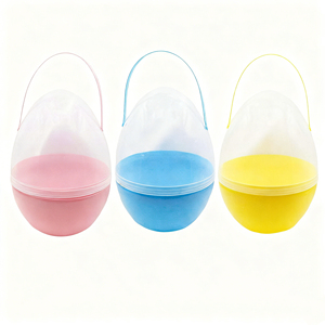 Contenedor de Huevos de Plástico Gigante de 25 cm para Niños, Color Rosa Intenso y Amarillo Claro, Rellenable, para Manualidades de Pascua - Product Image 2