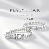 Fournisseur en gros de colliers pour femmes avec fermoir carré pavé de zircons, double rangée de perles imitation et entretoises, pour anniversaire, OEM, stock en vrac
