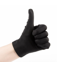 Vente en gros Gants de bijoux personnalisés en microfibre noire pour le nettoyage des verres au doigt confortables anti-salissure