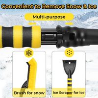 Brosse à neige et grattoir à glace 2 en 1 pour voiture, poils doux, éliminateur de neige pour pare-brise avec poignée en mousse antidérapante pour le déneigement automobile en hiver