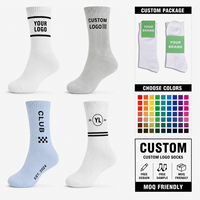 Chaussettes de sport personnalisées en Spandex/Polyester/Coton, blanches, tendance, décontractées pour hommes, anti-bactériennes, respirantes, vente en gros