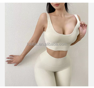 Conjunto de Yoga de Color de Contraste Personalizado, Sensación Desnuda, Alta Elasticidad, Nailon y Elastano, Conjuntos de Gimnasio para Mujer, Hermoso Conjunto de Yoga con Espalda Descubierta - Product Image 1