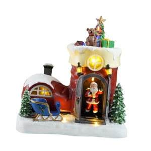 Bota Musical LED de 10 Pulgadas con Santa Claus Abriendo la Puerta y 8 Canciones, Decoración Navideña de Plástico, Regalo de Navidad 2026 - Product Image 2