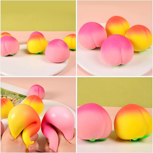 Pelotas Antiestrés con Forma de Durazno Rosa y Amarillo, Juguetes de Frutas Suaves, Pelotas Elásticas para Apretar, Juguetes Portátiles para Aliviar el Estrés - Product Image 1