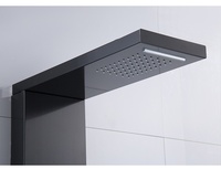 Colonne de douche thermostatique chromée en acier inoxydable avec panneau céramique, jet pluie et jets d'hydrothérapie, en forme de tour