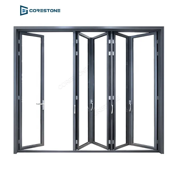 Puerta de tienda comercial, puertas correderas de acordeón de aluminio, rejilla plegable