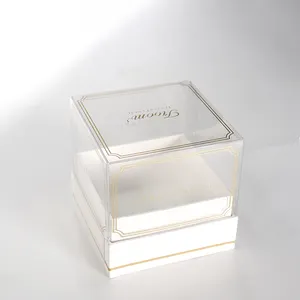 Nuovo arrivo eco friendly clear top square paper cookie macaron chocolate cupcake packaging scatole per imballaggio alimentare logo personalizzato