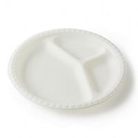 Assiette jetable ronde à 4 compartiments en amidon de maïs biodégradable