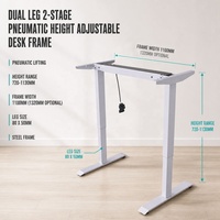 Cadre de bureau assis-debout réglable en hauteur pneumatique, design ergonomique, pieds pliables faciles à assembler, grand plateau, pour chambre et bureau
