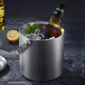 Seau à glace double en acier inoxydable 304 avec couvercle pour vin, champagne, bière, fête - Product Image 3