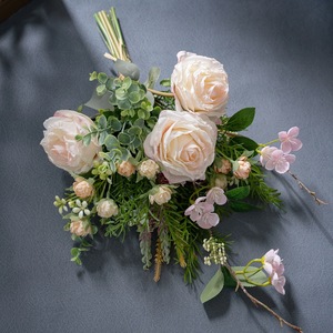 ช่อดอกกุหลาบประดิษฐ์ CallaFloral ทำจากผ้าพลาสติกถัก สำหรับตกแต่งงานแต่งงานและบ้าน CF02105 - Product Image 3