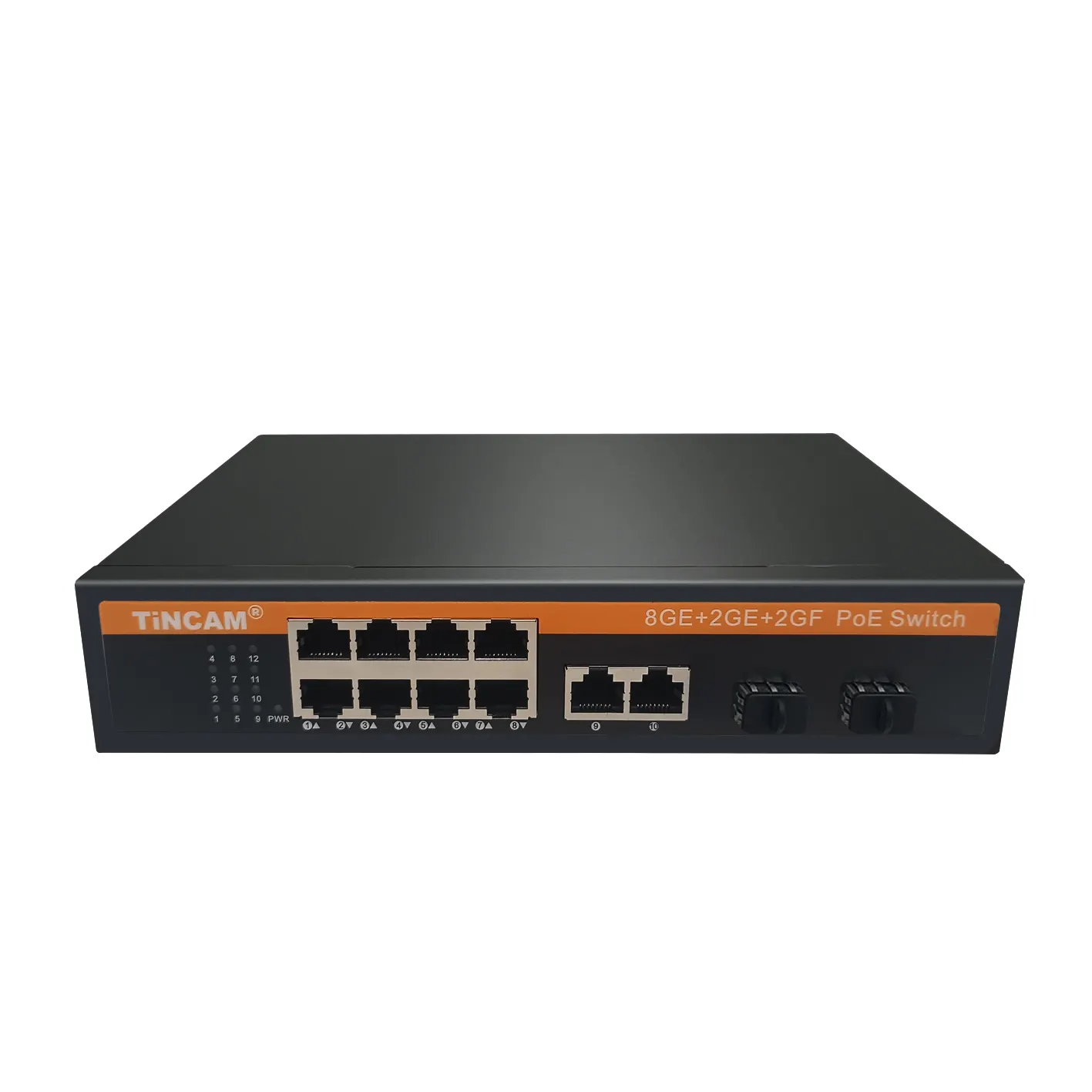 TiNCAM Gigabit 8 * Poe + 2 * Uplink + 2 * Porta SFP Poe Switch 120W Fibra Não Gerenciada para Ethernet Conversor Poe Interruptor Inteligente de Potência embutido