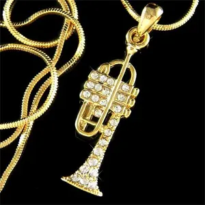 Musical instrument tone bach king gold brass charm music BB trumpet pendant