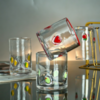 Hittebestendige BPA-vrije glazen tumblers met fruitmotief, promotionele cadeau, Boheemse stijl, bedrukt, cocktailglazen, voor keuken en feestjes
