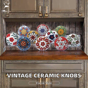 Çok Renkli Boyalı Seramik Çekme Aparatı Kolay Kurulum <span class=keywords><strong>Vintage</strong></span> Tasarım Kare Şekilli Mutfak Dolabı Kapısı Çekmece Gardırop Dolabı için - Product Image 2