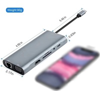 Adaptador Multipuerto USB C Multifunción 11 en 1, Hd tv 4K 30Hz, 4 Puertos USB 3.0, Hub 3.5MM AUX, Estación de Acoplamiento de 11 Puertos para Laptop, Divisor