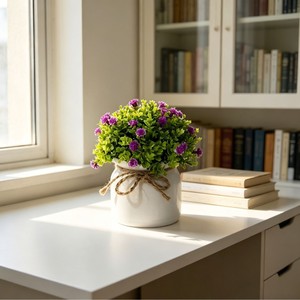 Planta Artificial en Maceta de 12 cm con Flores de Baby's Breath de Paulon, Bonsái con Cuerda de Cáñamo Blanca para Decoración del Hogar, Estudio o Dormitorio - Product Image 3
