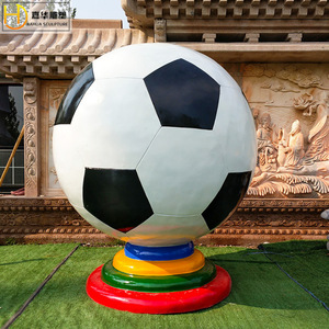 Sculpture extérieure en fibre de verre Jiahua, imitation ballon de football, à poser au sol, décoration géométrique abstraite ronde - Product Image 3