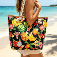 Op maat gemaakte digitale print toeristische souvenir zomer vakantie tas canvas stro tropisch fruit strand tas