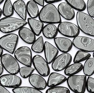 Pierres précieuses en psilomélane argenté naturel, cabochons en vrac, formes et tailles variées, 10-40 mm, lot pour la fabrication de bijoux - Product Image 3