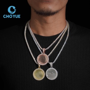 Buss Down 40MM Customized Iced Out Pendant Moissanite Hip Hop Jewelry VVS1 Moissanite Photo Pendant Necklace - Product Image 6
