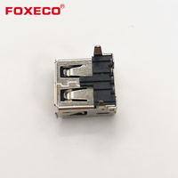 Connecteur femelle USB Type C 2.0 FOXECO, bornes à souder, chargeur, matériau LCP, modèle USS-100130, 4 broches Pogo, plaqué or, PCB