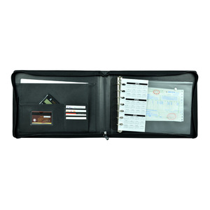 Premium PU cover check registers 7 rings zipper plastic organizer portfolio pocket business checkbook binder