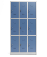 Armoire métallique QGY315 pour trois personnes avec serrure, tringle à vêtements, miroir et panneau double couche