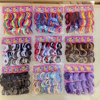 Lot de 72 chouchous en nylon sans couture pour bébés filles, accessoires capillaires, ensemble de bandes élastiques roses pour enfants, attaches pour cheveux noires très élastiques