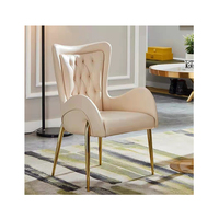 Chaises de salle à manger modernes en gros, Italie, luxe, haute qualité, meubles de salle à manger, pieds en acier inoxydable doré, cuir, extérieur, chambre à coucher