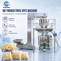 Machine de conditionnement verticale VFFS de type collier pour frites surgelées IQF et chips de pommes de terre, avec peseuse multi-têtes