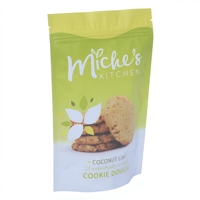 Sachet Doypack imprimé personnalisé avec fermeture zip refermable pour pâte à biscuits coco-lime pré-dosée et friandises pour animaux de compagnie