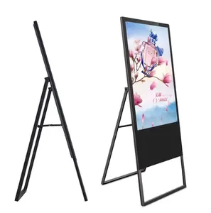 Layar iklan portabel luar ruangan 43 inci, papan reklame Digital tahan air dengan baterai Lcd