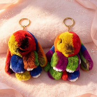 Mini pendentif lapin en vraie fourrure de lapin Rex imprimé léopard, lapin à oreilles tombantes en pose décontractée, boutons de manchette, nouveau style sportif quatre