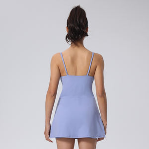 Ademend <span class=keywords><strong>2</strong></span>-in-1 Lulu tennisjurk voor dames, sneldrogend golfkleding met ingebouwde shorts, bh, diepe V-hals, mouwloos, 4-way stretch - Product Image 3