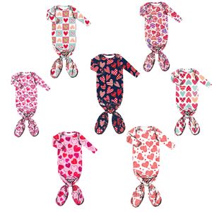 Robe pour bébé - Pyjamas noués pour nouveau-né pour bébé fille, doux, extensible, manches longues, robes pour bébé pour la Saint-Valentin <span class=keywords><strong>avec</strong></span> lien à nouer en bas - Product Image 1