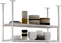 Étagère suspendue au plafond en acier inoxydable supports flottants support de casserole pour mur étagères de rangement à 2 niveaux organisateur support de fleur support