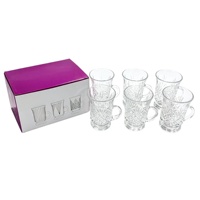 Tasse à thé arabe turque en verre avec poignée, logo personnalisé OEM ODM, mug à café gaufré, lot de 6 pièces sans plomb ni BPA, coffret cadeau pour hôtel