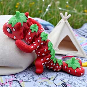 Juguete de Dragón de Fresa Impreso en 3D, Decoración, Adorno, Regalo Creativo, Dragón de Fresa Realista y Adorable, Educativo para Niños - Product Image 1