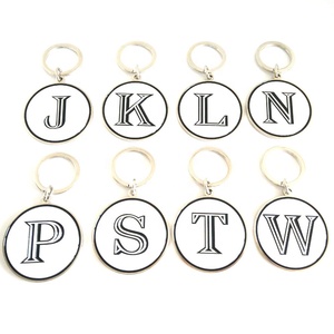 Disque circulaire en alliage <span class=keywords><strong>de</strong></span> Zinc moulé sous pression émail lettre majuscule a à Z porte-clés étiquette pendentif breloque chaîne Fob bibelot - Product Image 2